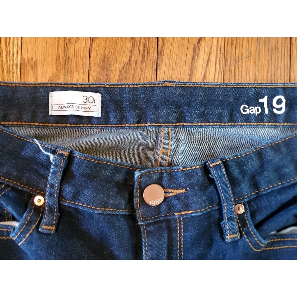 Gap 1969 Always Skinny Jeans Womens 30r Dark Indigo Rinse Stretch Denim Mid Rise - Picture 2 of 6